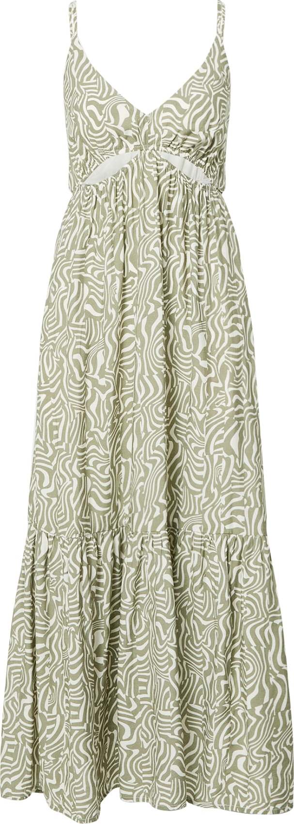 Abercrombie & Fitch Letní šaty khaki / bílá