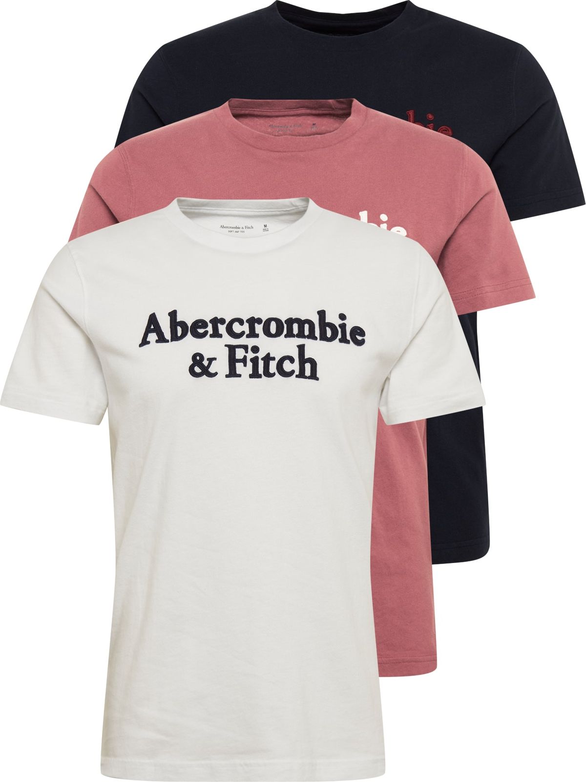 Abercrombie & Fitch Tričko námořnická modř / rubínově červená / světle červená / bílá
