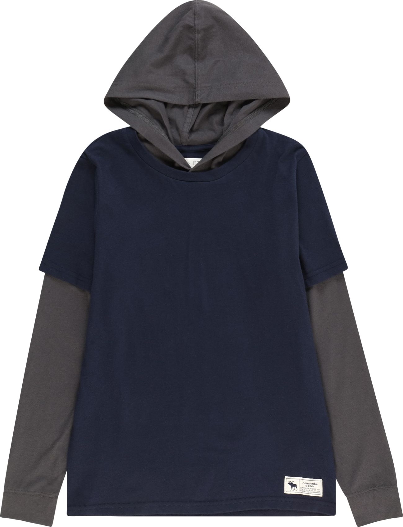 Abercrombie & Fitch Tričko námořnická modř / tmavě šedá / přírodní bílá