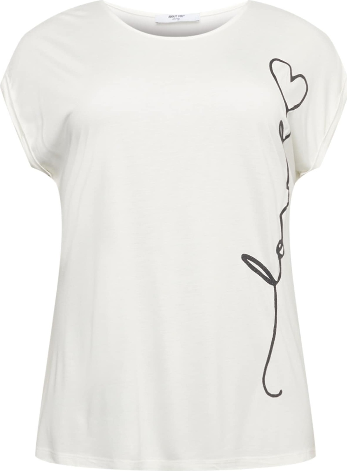 ABOUT YOU Curvy Tričko 'Maja' černá / bílá