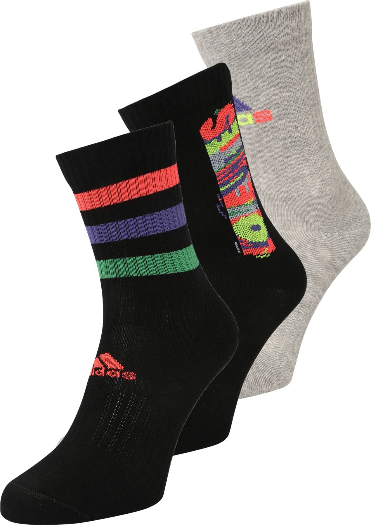 ADIDAS SPORTSWEAR Sportovní ponožky šedý melír / světle zelená / světle červená / černá