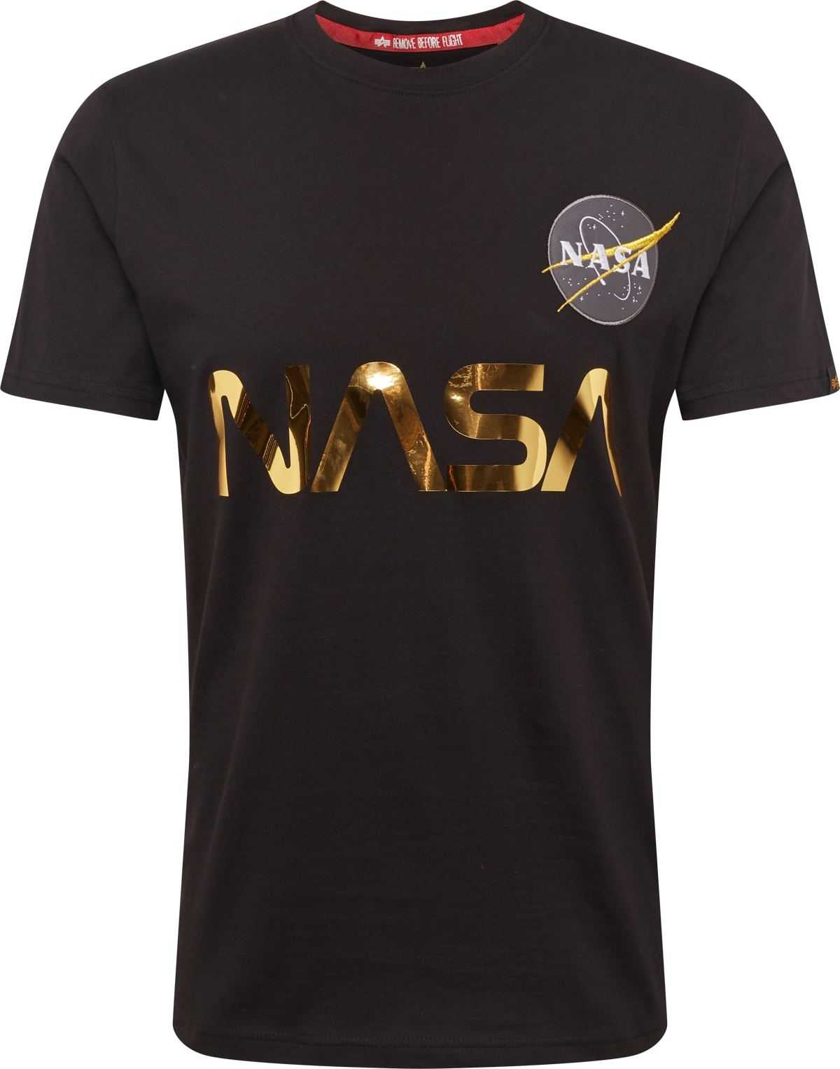 ALPHA INDUSTRIES Tričko 'NASA Reflective T' zlatá / černá
