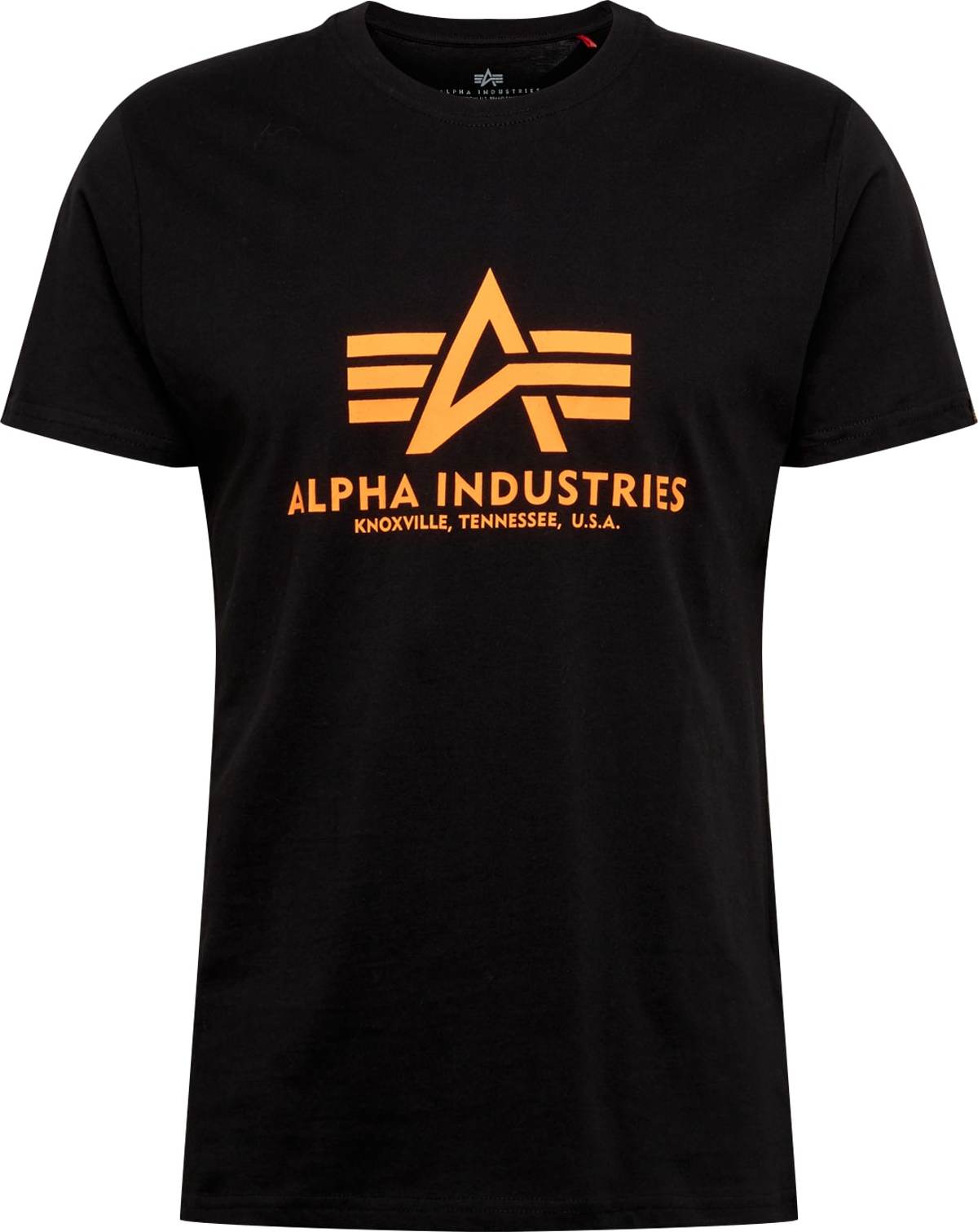 ALPHA INDUSTRIES Tričko svítivě oranžová / černá