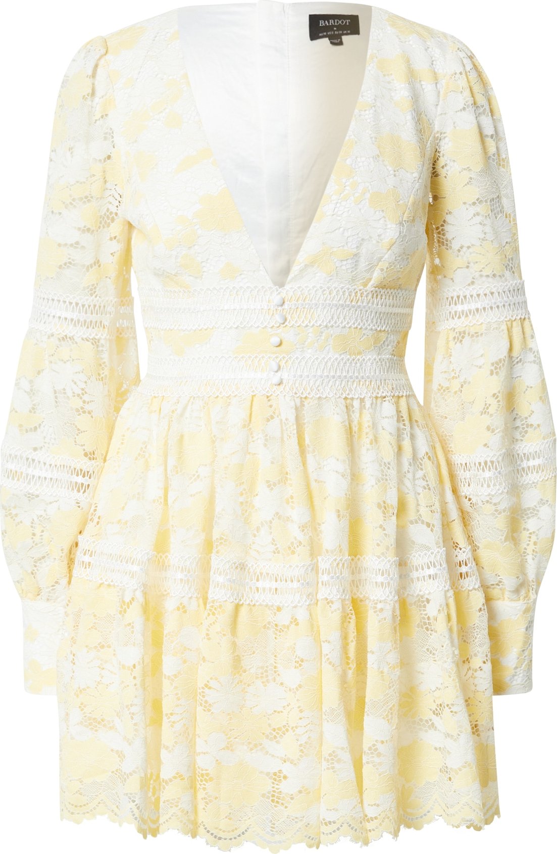 Bardot Košilové šaty 'VENICE' světle žlutá / bílá