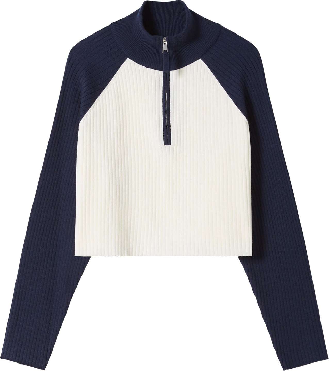 Bershka Svetr režná / námořnická modř