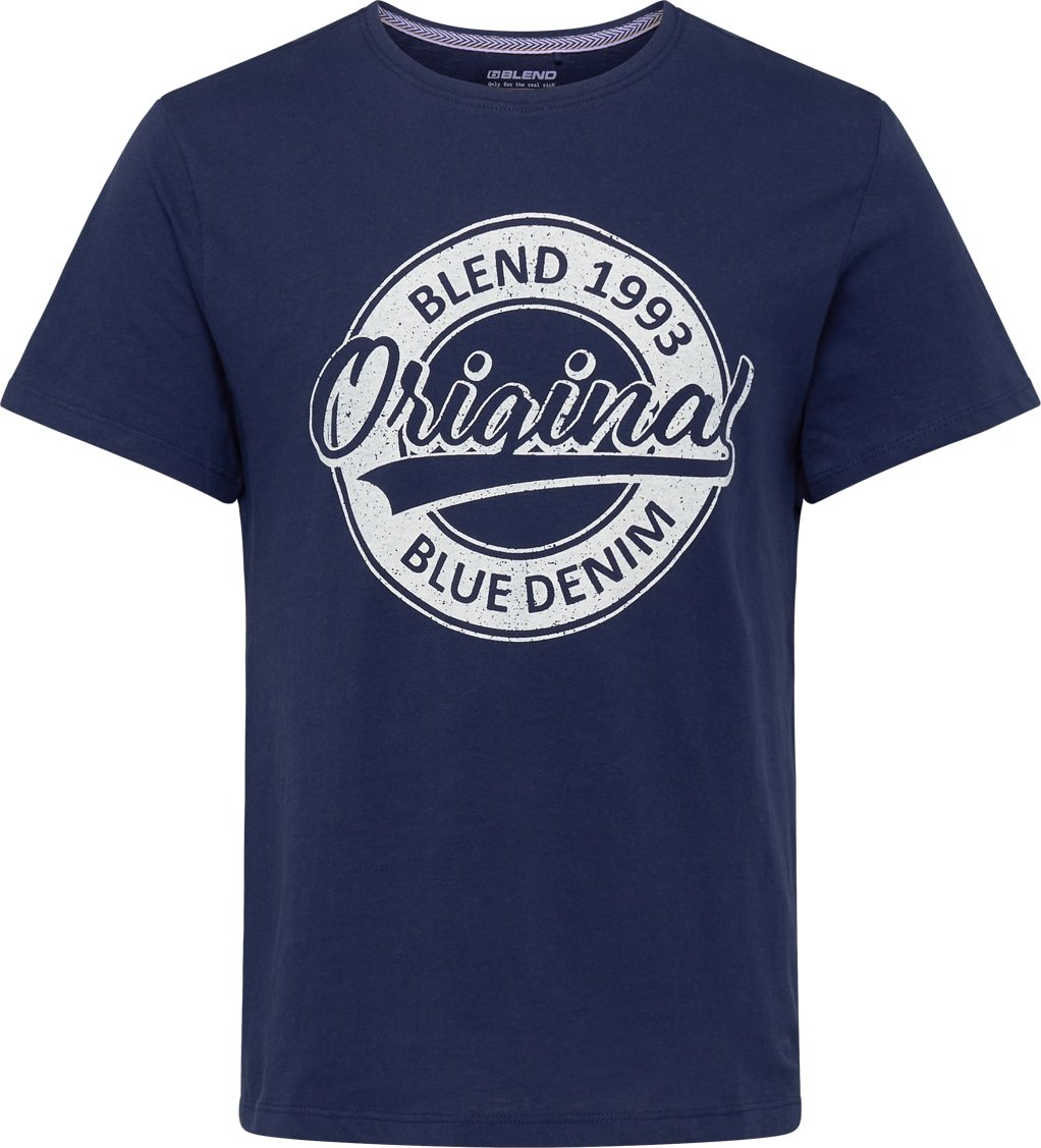 BLEND Tričko tmavě modrá / bílá