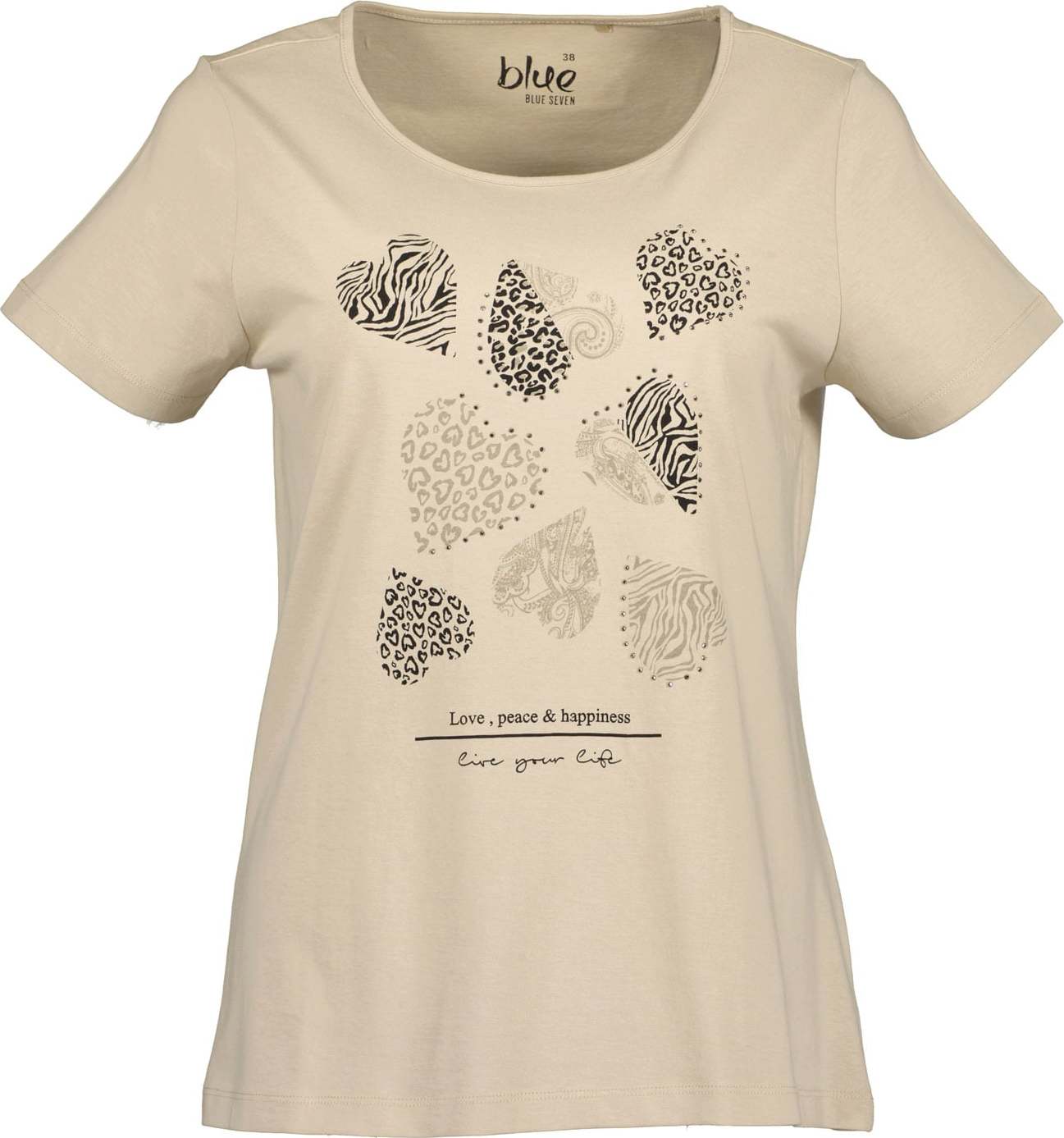 BLUE SEVEN Tričko barvy bláta / režná / černá