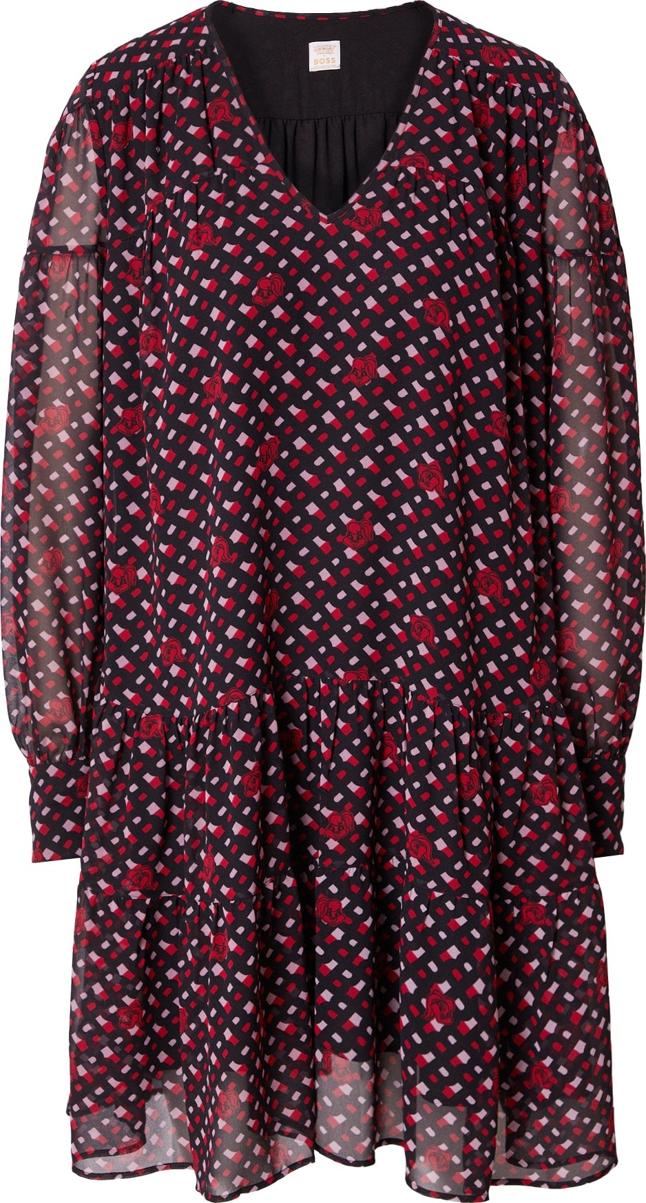 BOSS Black Šaty 'Drinza' světle fialová / červená / černá