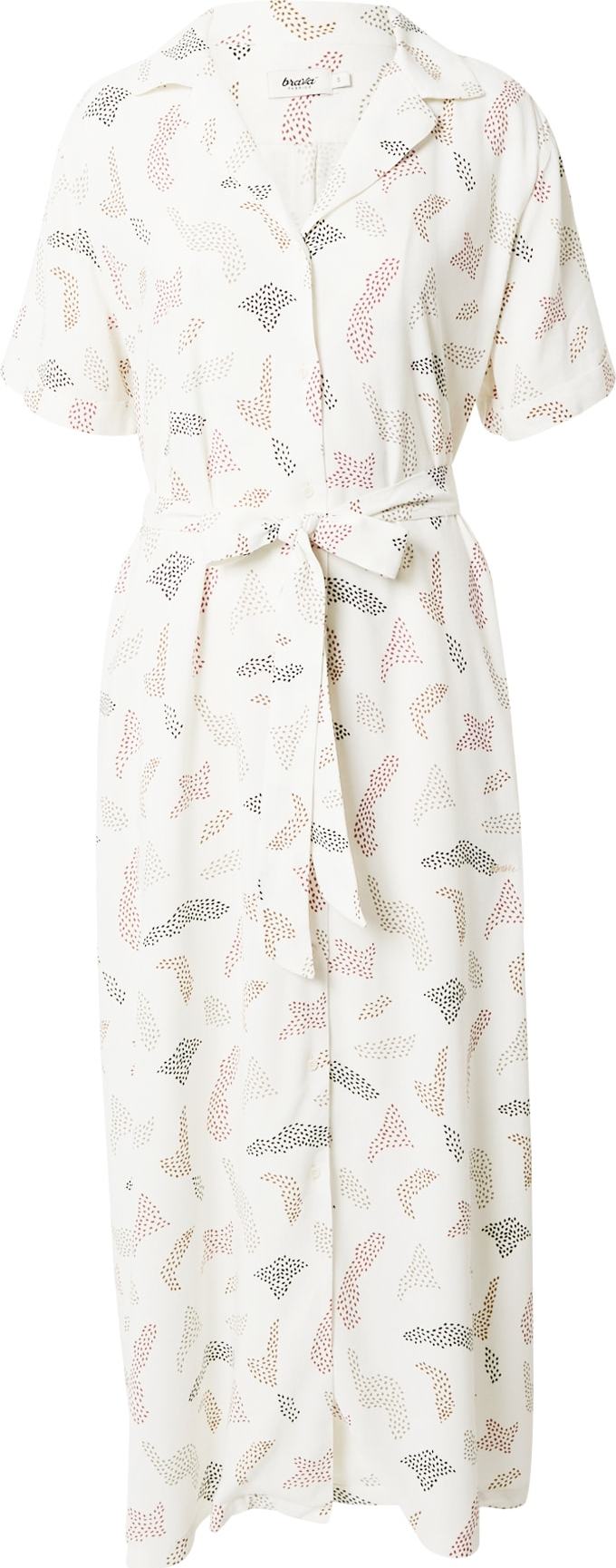 Brava Fabrics Košilové šaty 'Maria' nažloutlá / hnědá / černá / offwhite