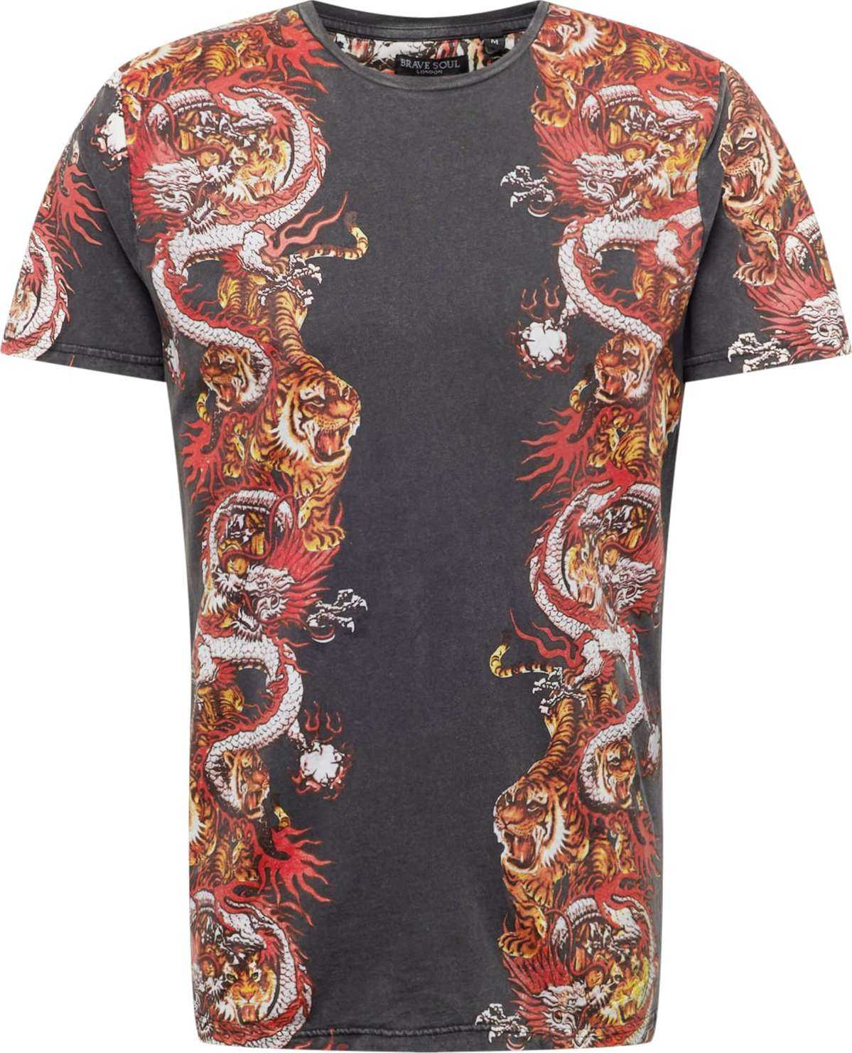 BRAVE SOUL Tričko 'OKYO' oranžová / ohnivá červená / černá / bílá