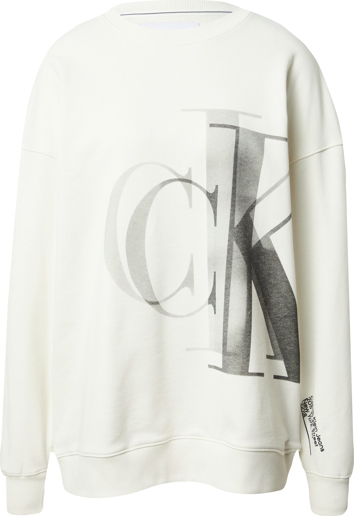 Calvin Klein Jeans Mikina slonová kost / šedá / černá