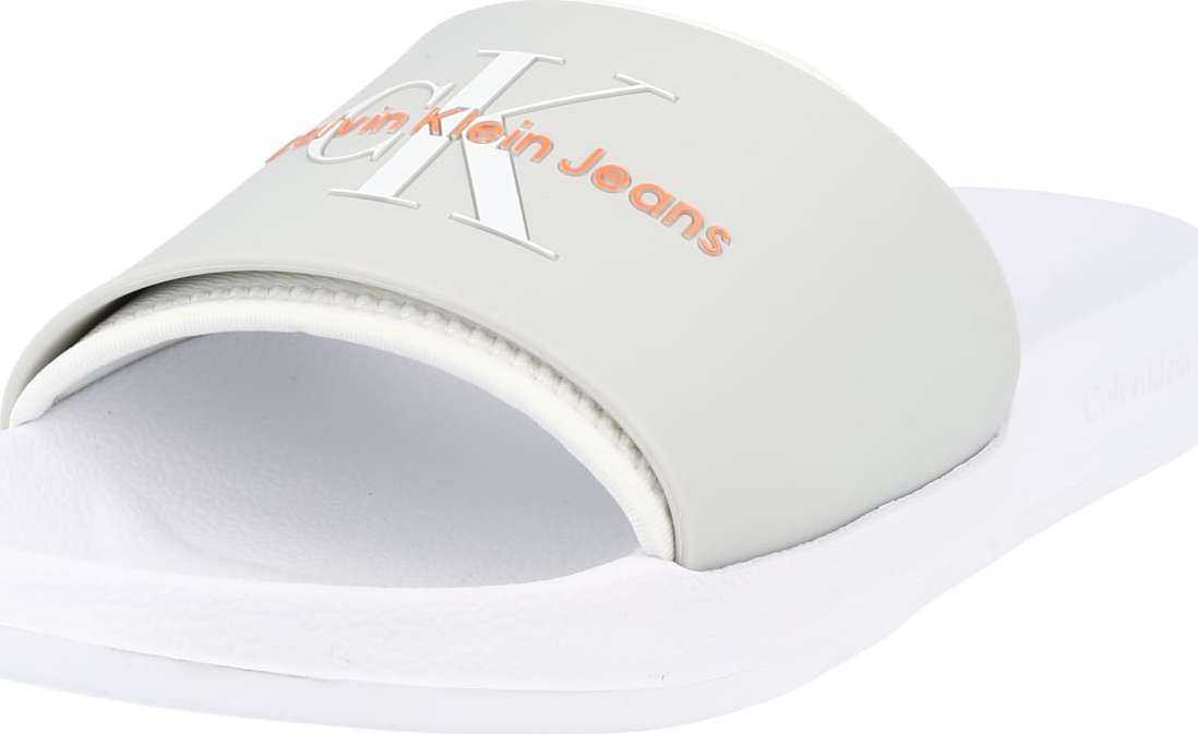 Calvin Klein Jeans Pantofle šedá / tmavě oranžová / bílá