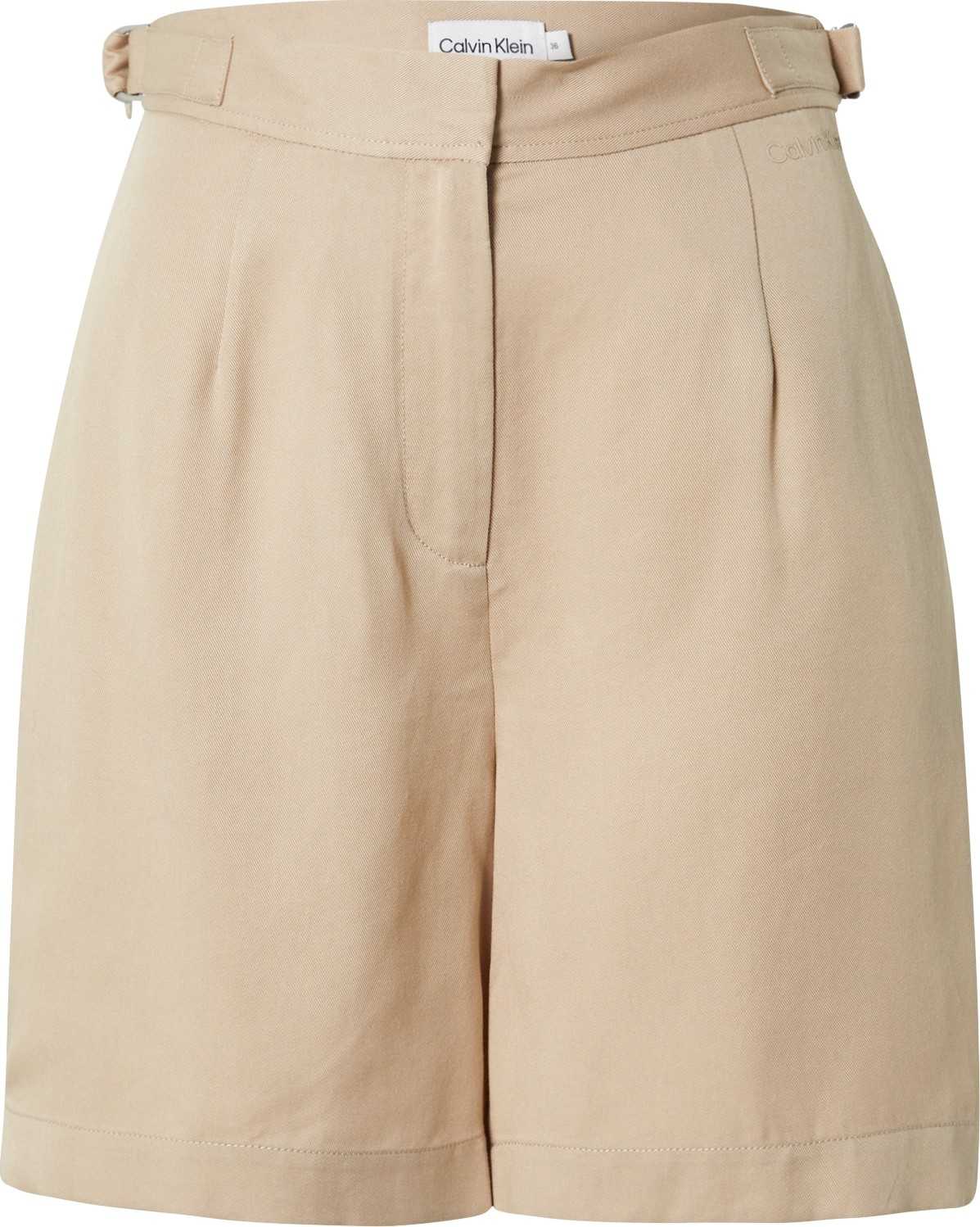 Calvin Klein Kalhoty se sklady v pase béžová