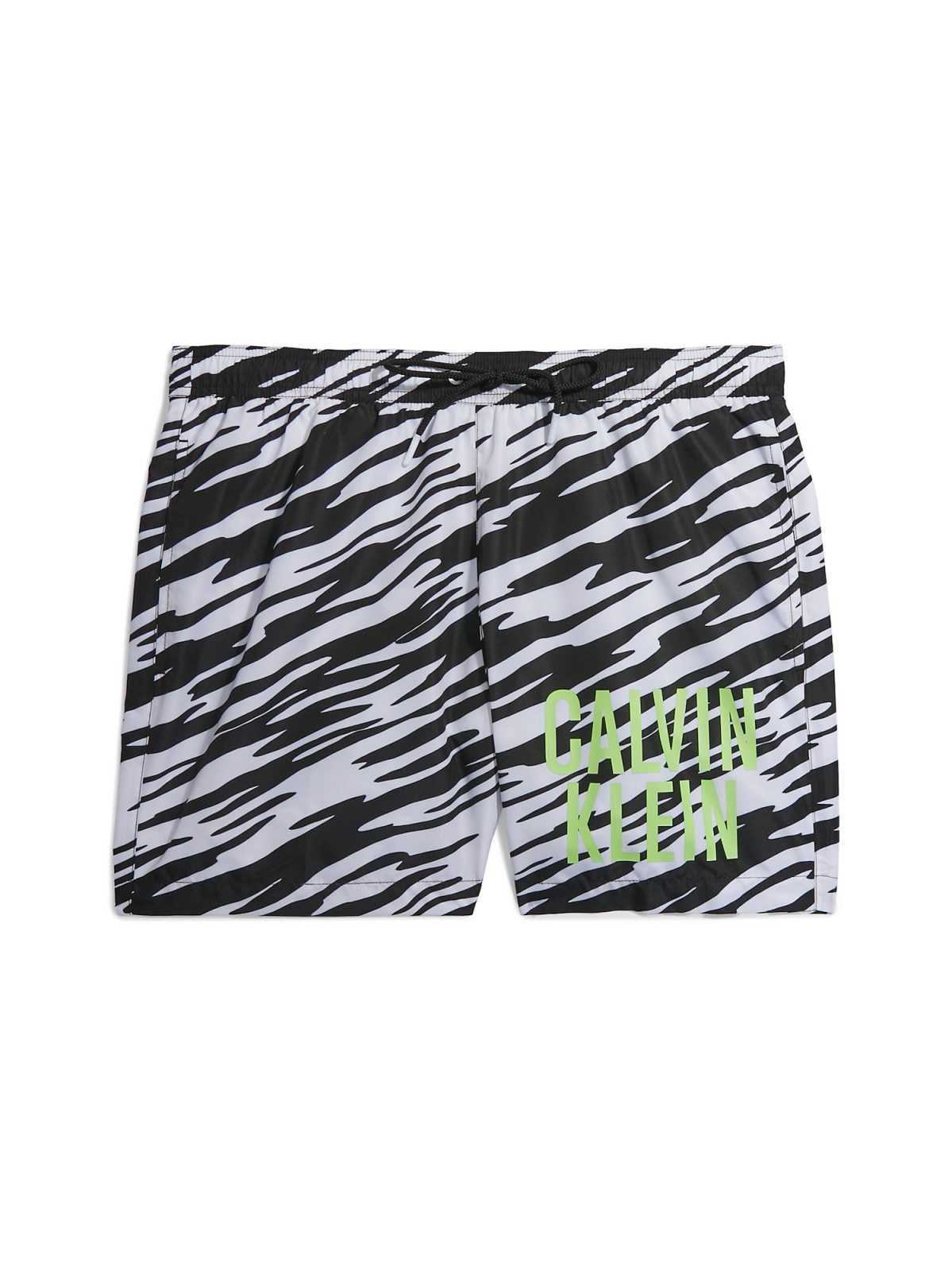 Calvin Klein Swimwear Plavecké šortky 'Intense Power' svítivě zelená / černá / bílá
