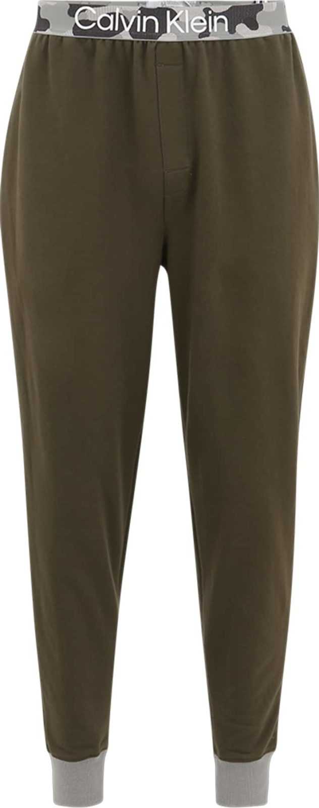 Calvin Klein Underwear Pyžamové kalhoty khaki / olivová / bílá