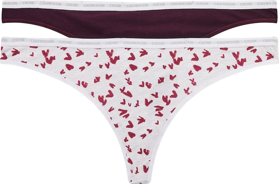 Calvin Klein Underwear Tanga ostružinová / červenofialová / bílá / barva bílé vlny