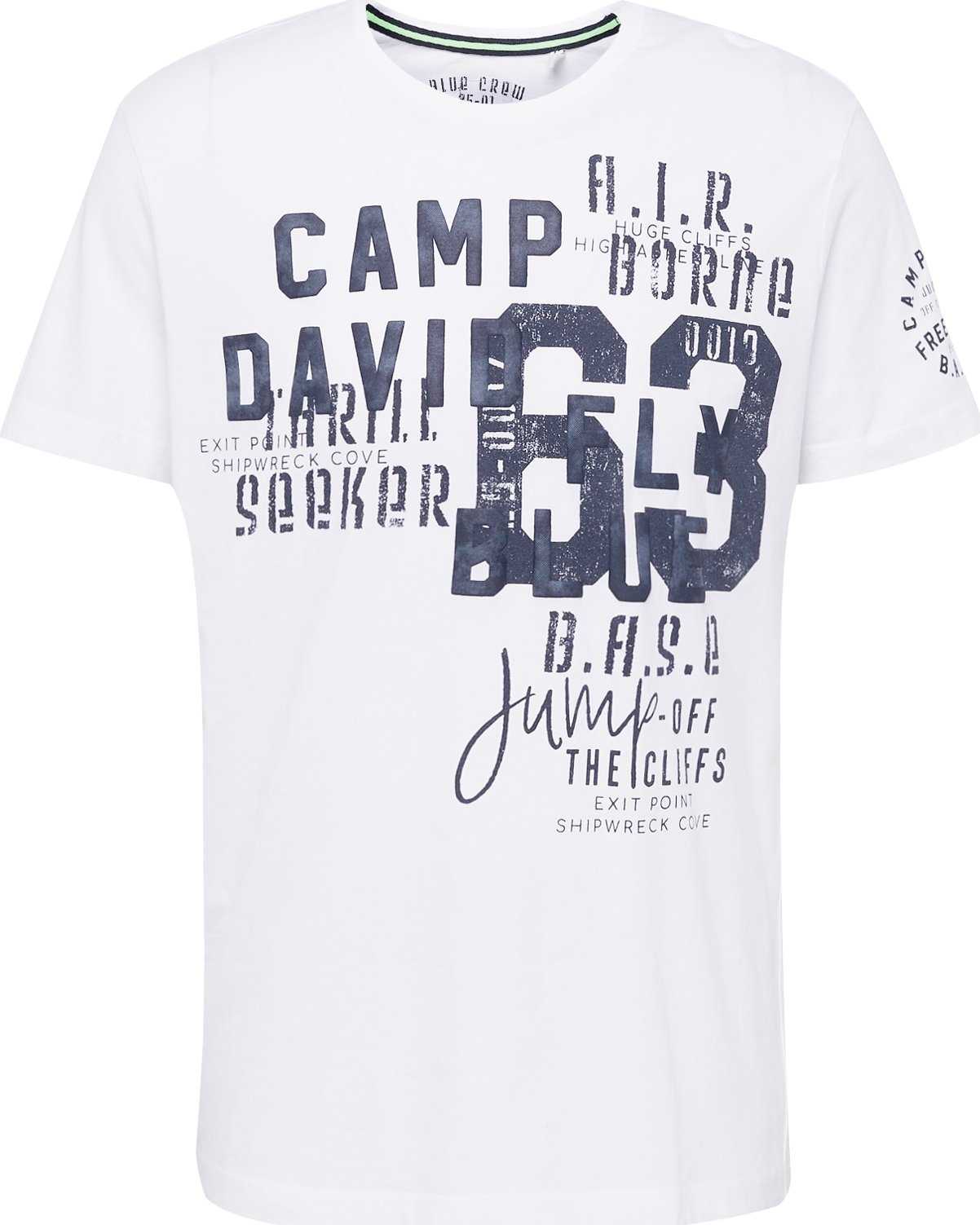 CAMP DAVID Tričko šedá / černá / bílá