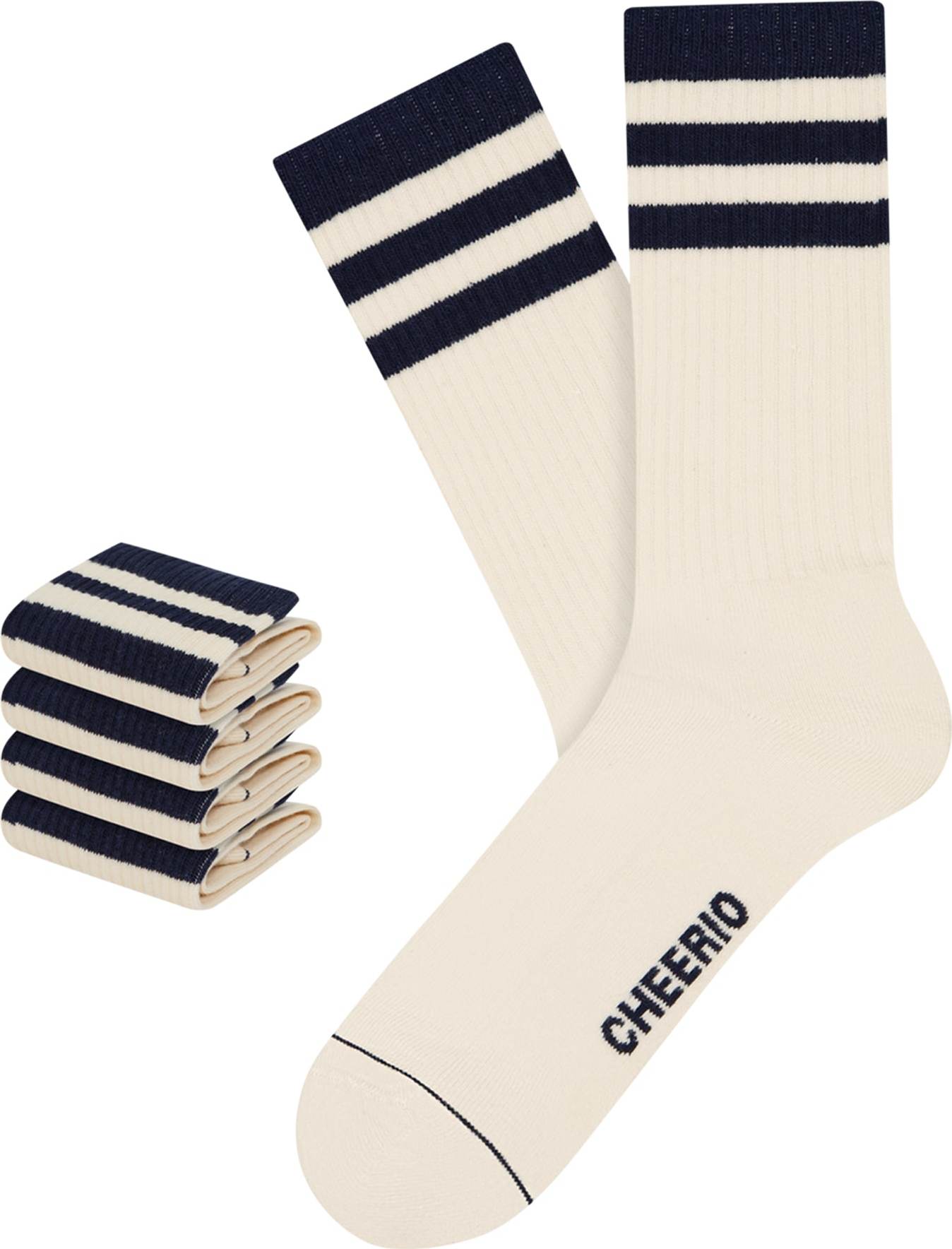 CHEERIO* Sportovní ponožky 'Retro Tennis Type 4P' černá / bílá