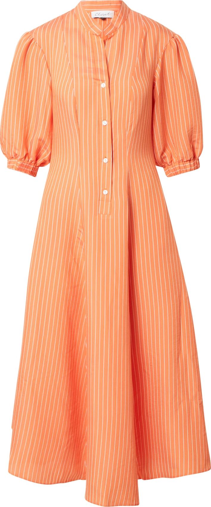 Closet London Košilové šaty oranžová / bílá