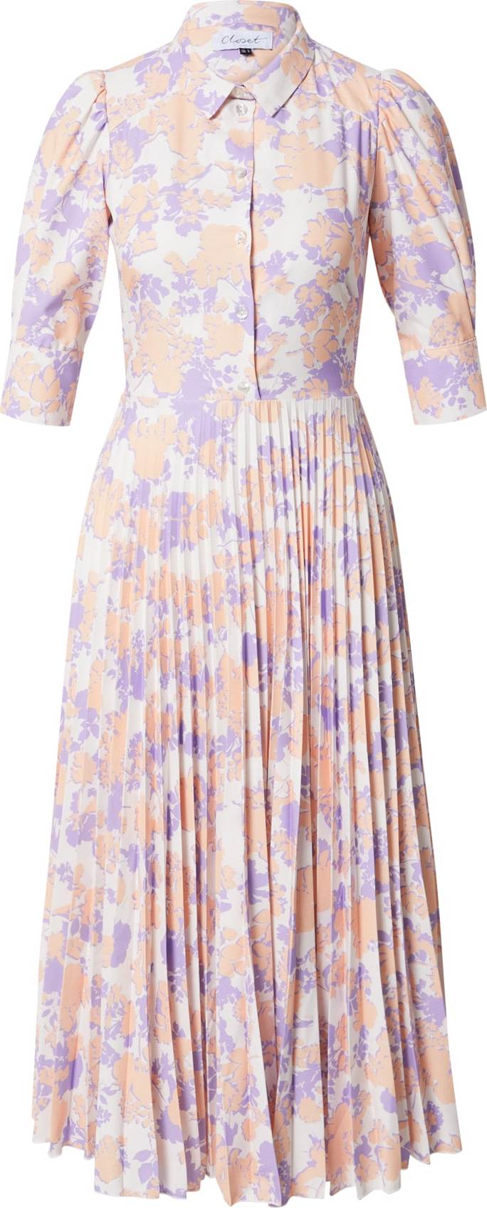 Closet London Košilové šaty pastelová fialová / pastelově oranžová / přírodní bílá