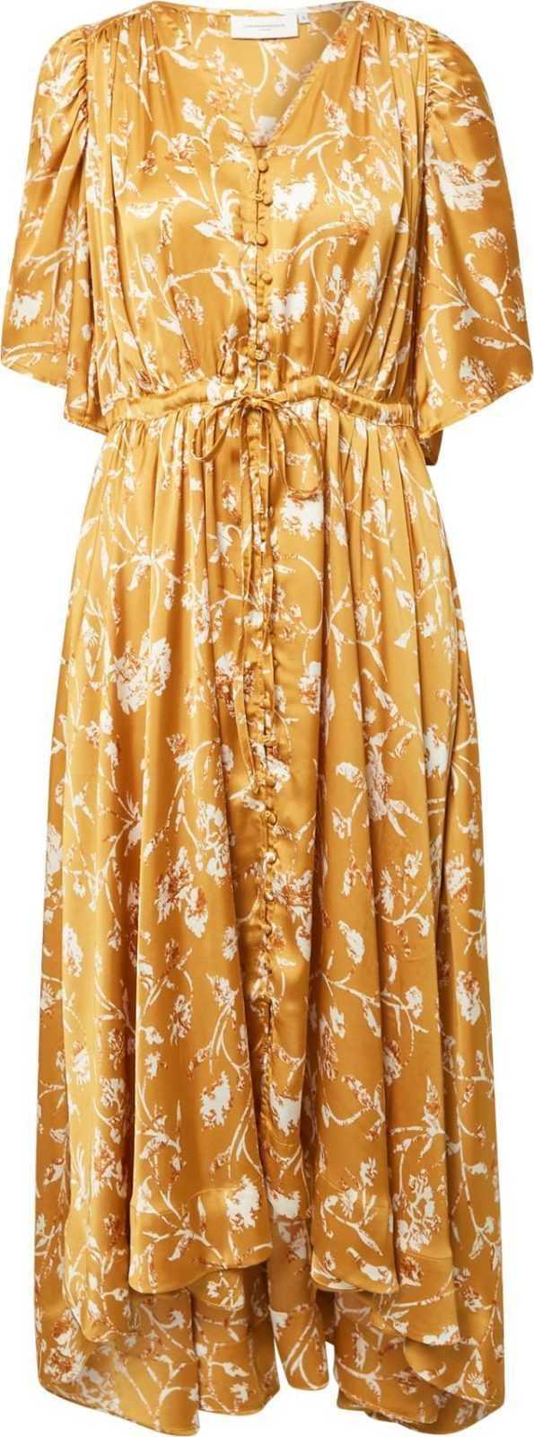 Copenhagen Muse Šaty 'MAE' okrová / šafrán / bílá