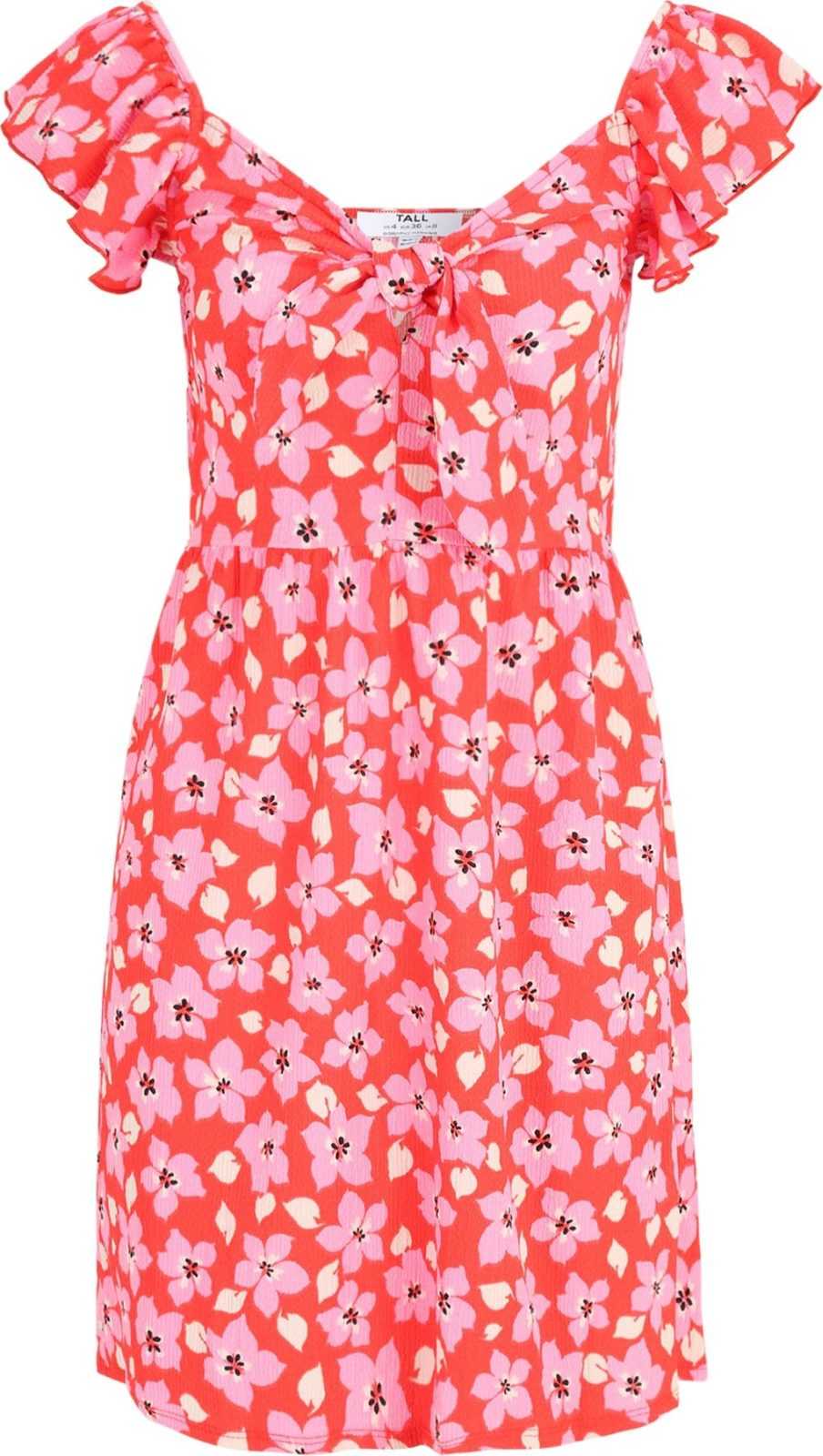 Dorothy Perkins Tall Letní šaty 'Ditsy' krémová / růžová / červená