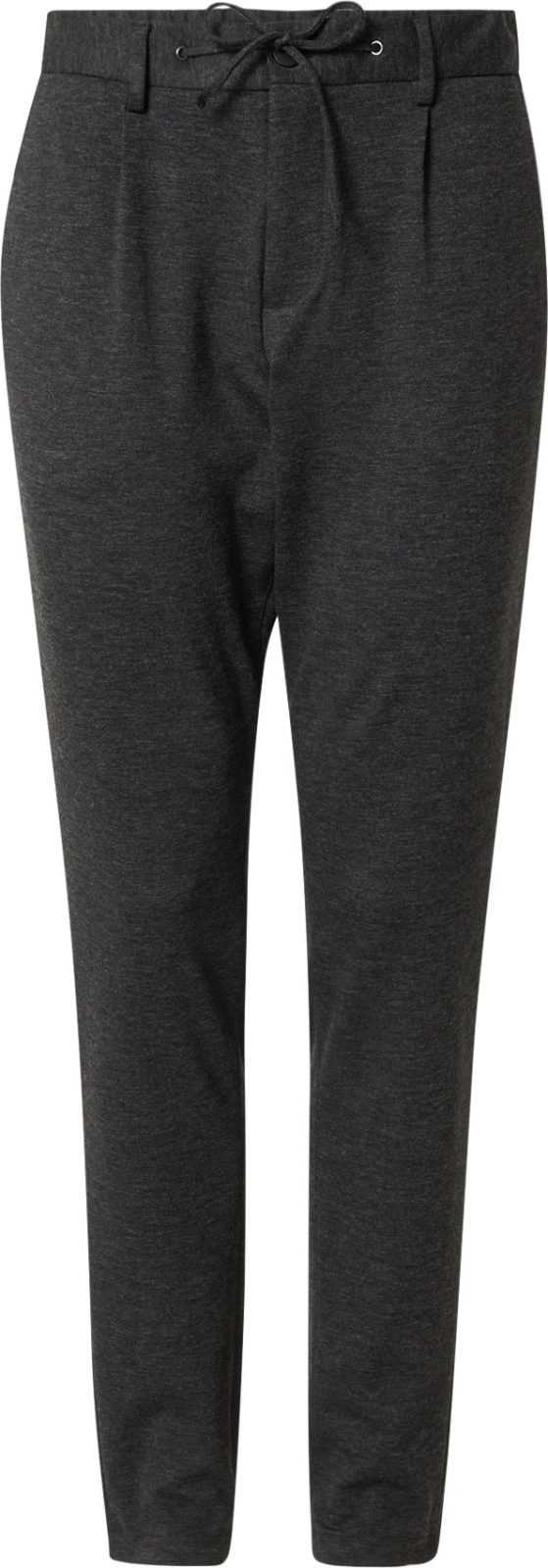 ESPRIT Kalhoty se sklady v pase antracitová