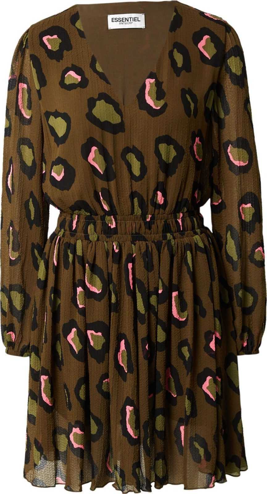 Essentiel Antwerp Šaty 'Coprey' olivová / rákos / světle růžová / černá