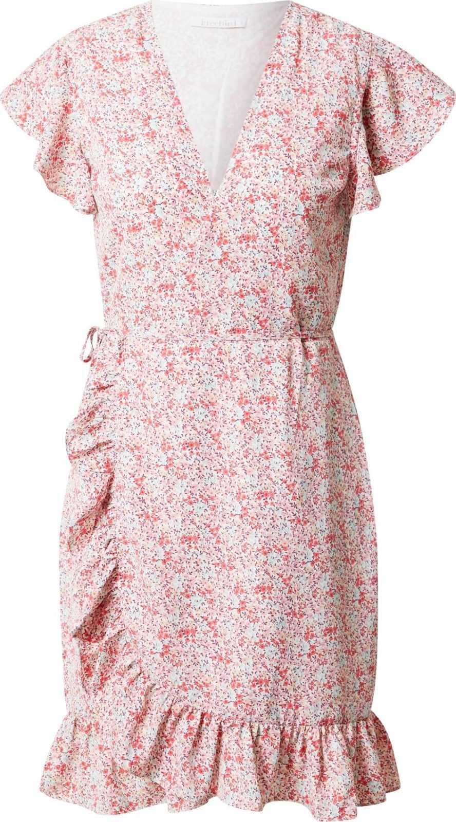 Freebird Letní šaty pastelová modrá / korálová / světle růžová / bílá