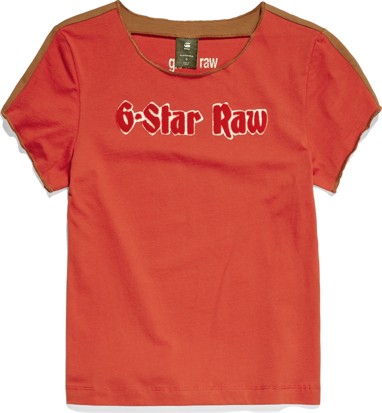 G-Star RAW Tričko režná / hnědá / ohnivá červená