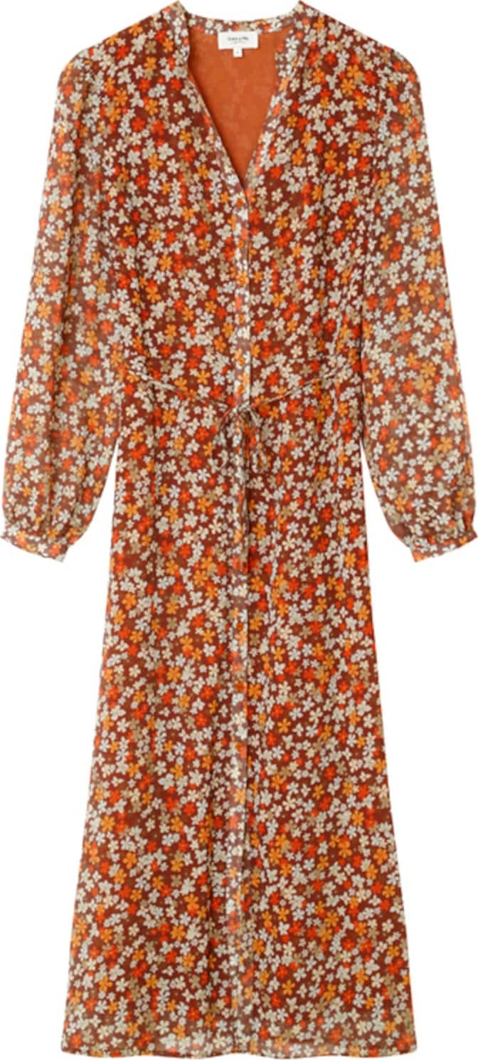 Grace & Mila Košilové šaty 'Dione' hnědá / medová / tmavě oranžová / offwhite