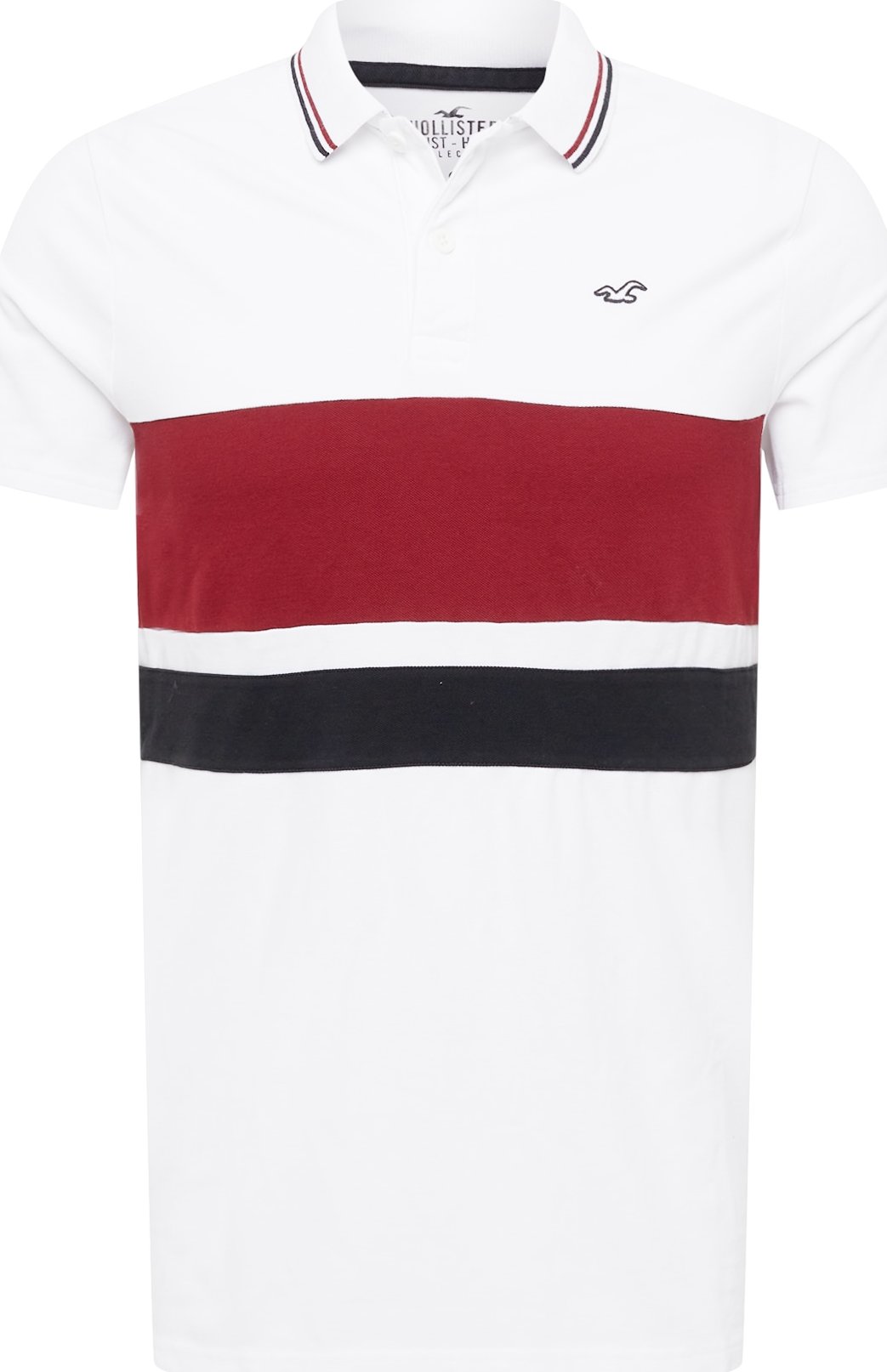 HOLLISTER Tričko námořnická modř / tmavě červená / bílá