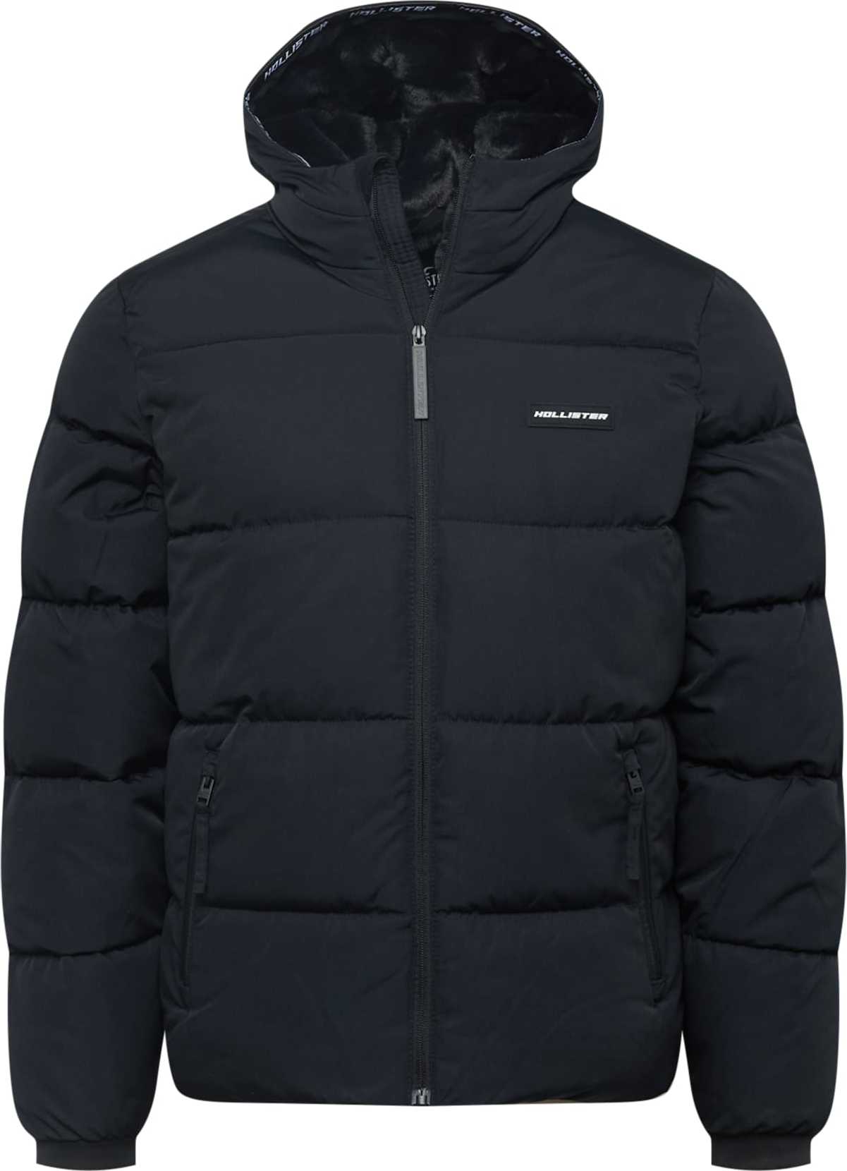 HOLLISTER Zimní bunda černá / bílá
