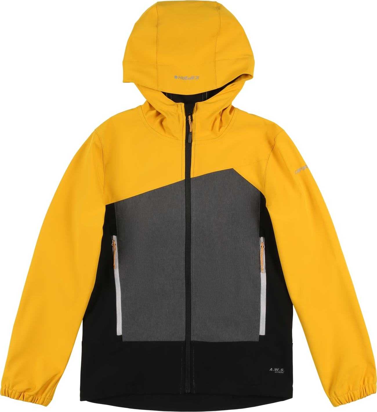 ICEPEAK Outdoorová bunda 'Kenmore' žlutá / šedá / černá