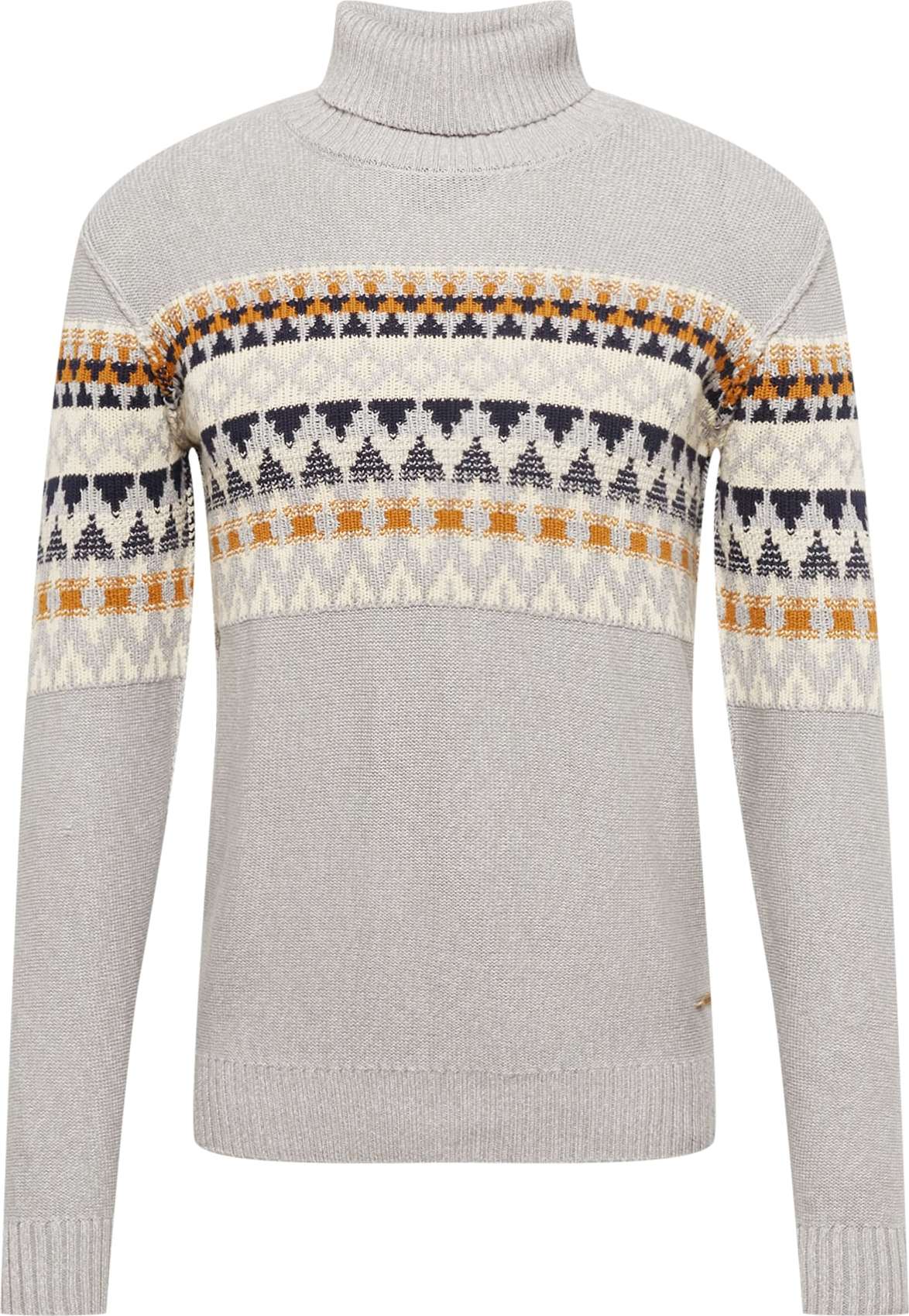 INDICODE JEANS Svetr 'Tarly' námořnická modř / medová / světle šedá / bílá