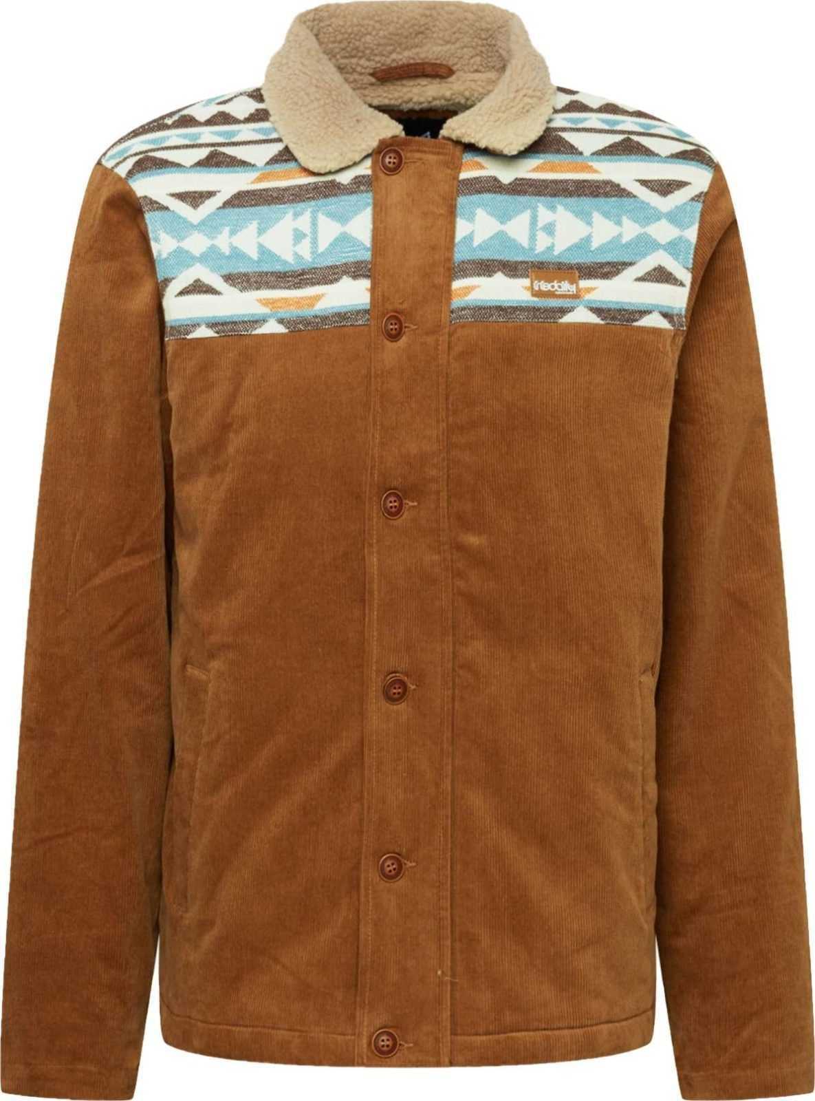 Iriedaily Přechodná bunda 'Trapas' tyrkysová / karamelová / koňaková / mokka / bílá