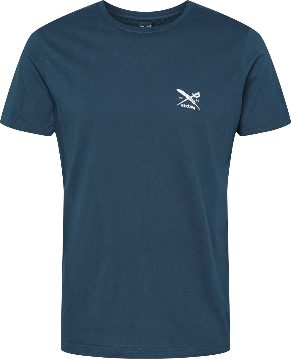 Iriedaily Tričko 'Chestflag' petrolejová / bílá