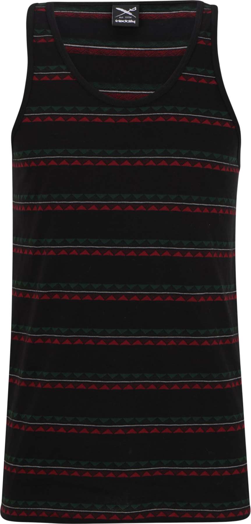 Iriedaily Tričko 'Monte Noe' tmavě zelená / tmavě červená / černá / bílá