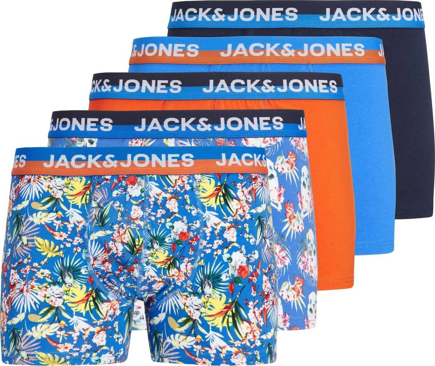 JACK & JONES Boxerky 'Palm Bay' modrá / námořnická modř / oranžová / bílá