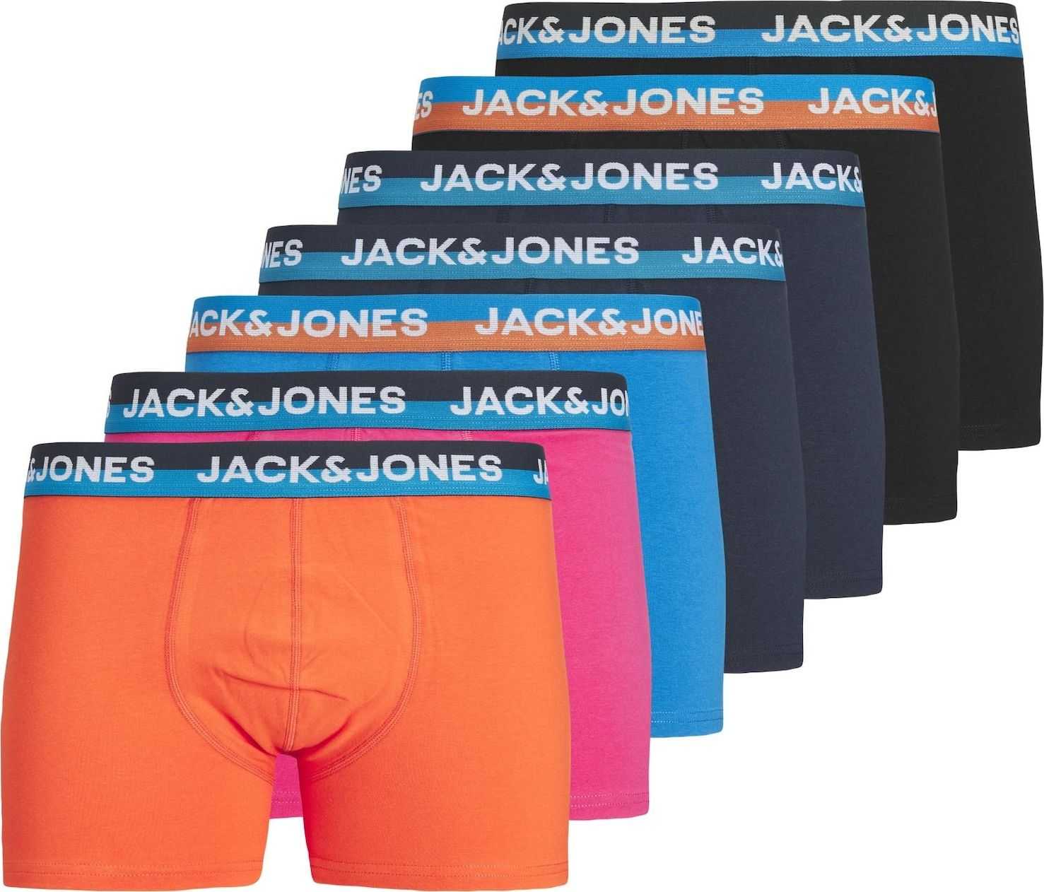 JACK & JONES Boxerky 'PALM BAY' modrá / námořnická modř / oranžová / pink