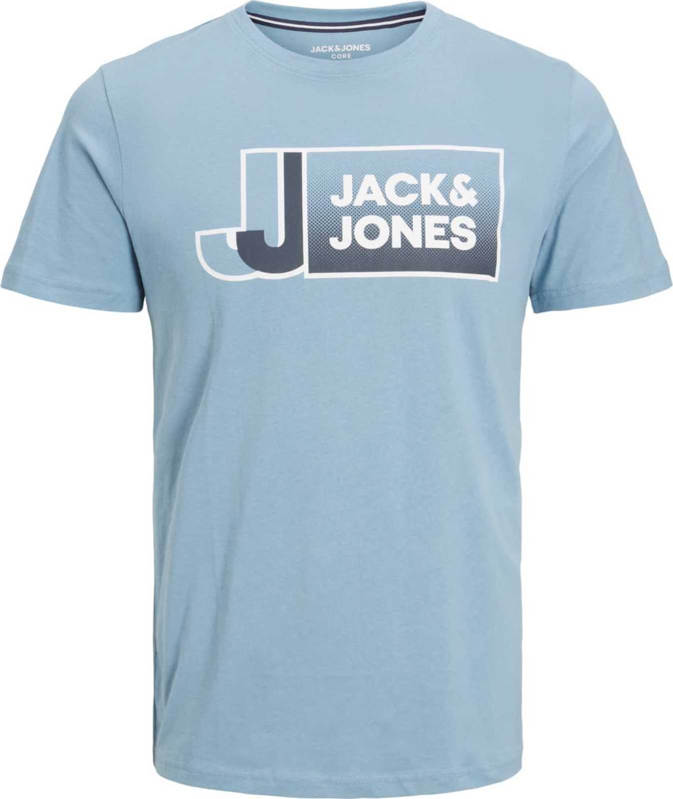Jack & Jones Junior Tričko 'LOGAN' šedá / světle zelená / bílá