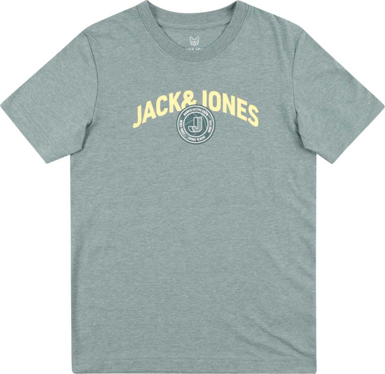 Jack & Jones Junior Tričko 'OUNCE' kouřově modrá / světle žlutá