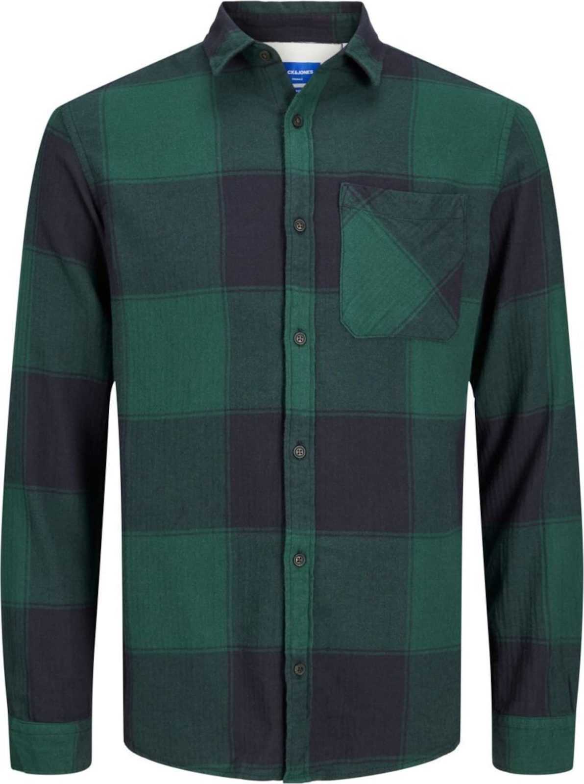 JACK & JONES Košile 'Owen' pastelově zelená / tmavě zelená / bílá