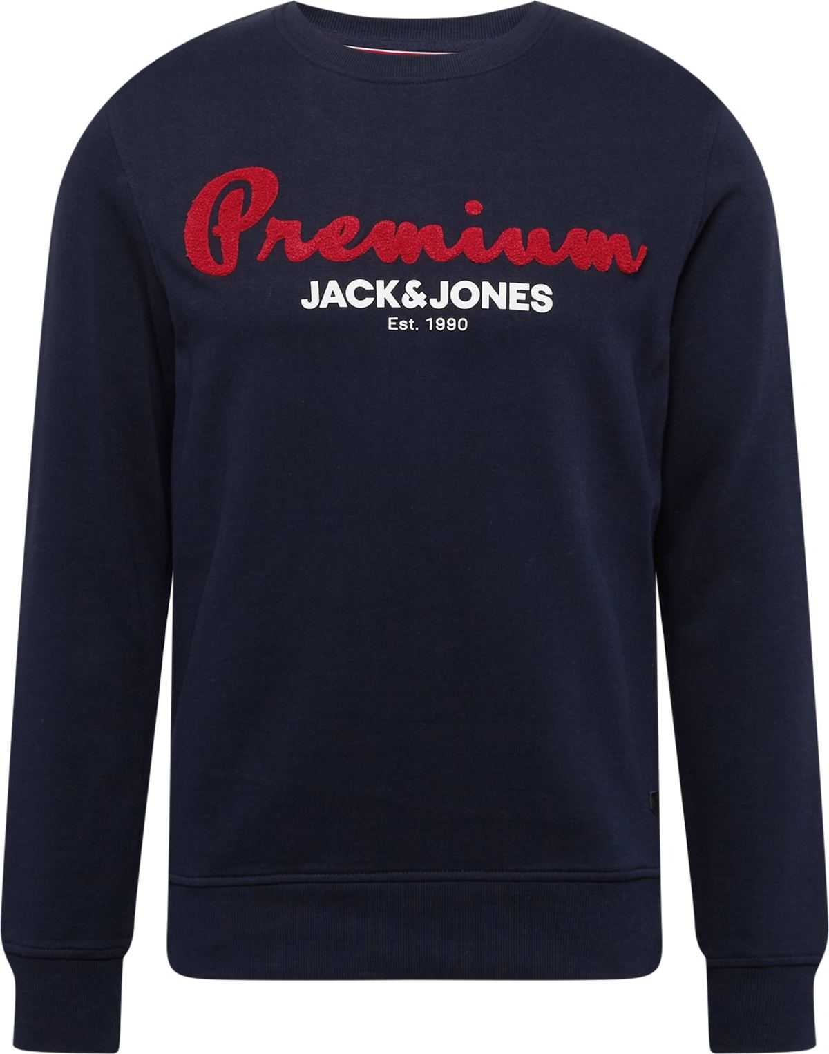 JACK & JONES Mikina 'LUIS' námořnická modř / červená / bílá