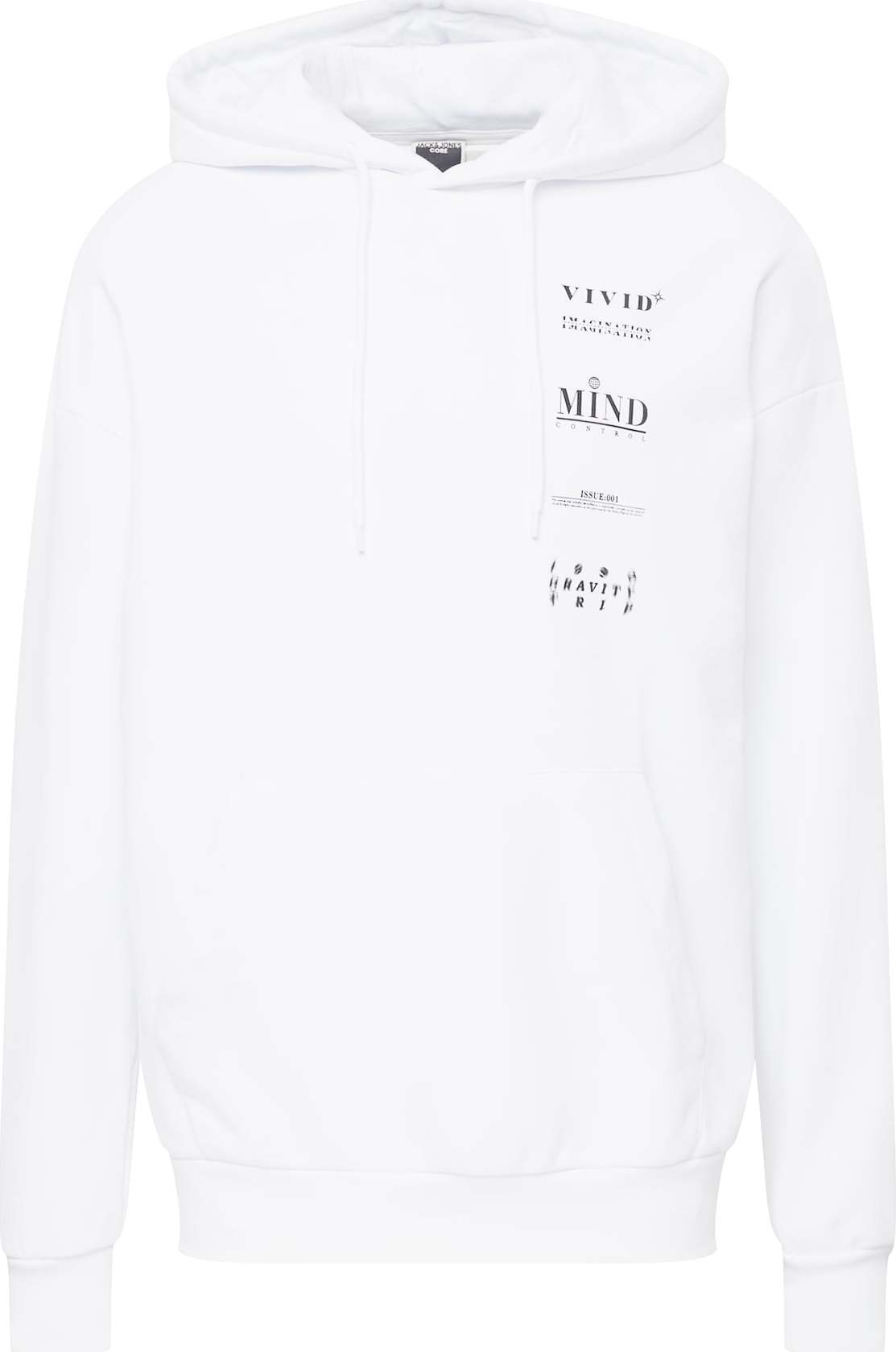 JACK & JONES Mikina 'MIND' černá / bílá