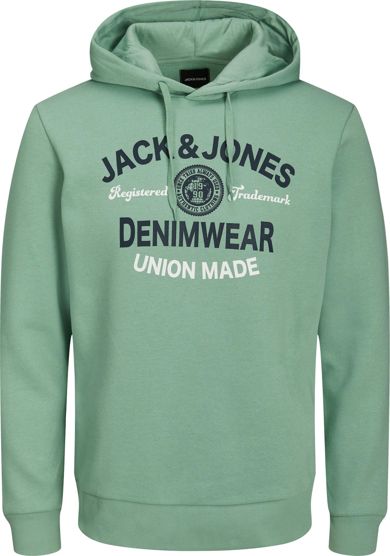 JACK & JONES Mikina noční modrá / světle zelená / bílá