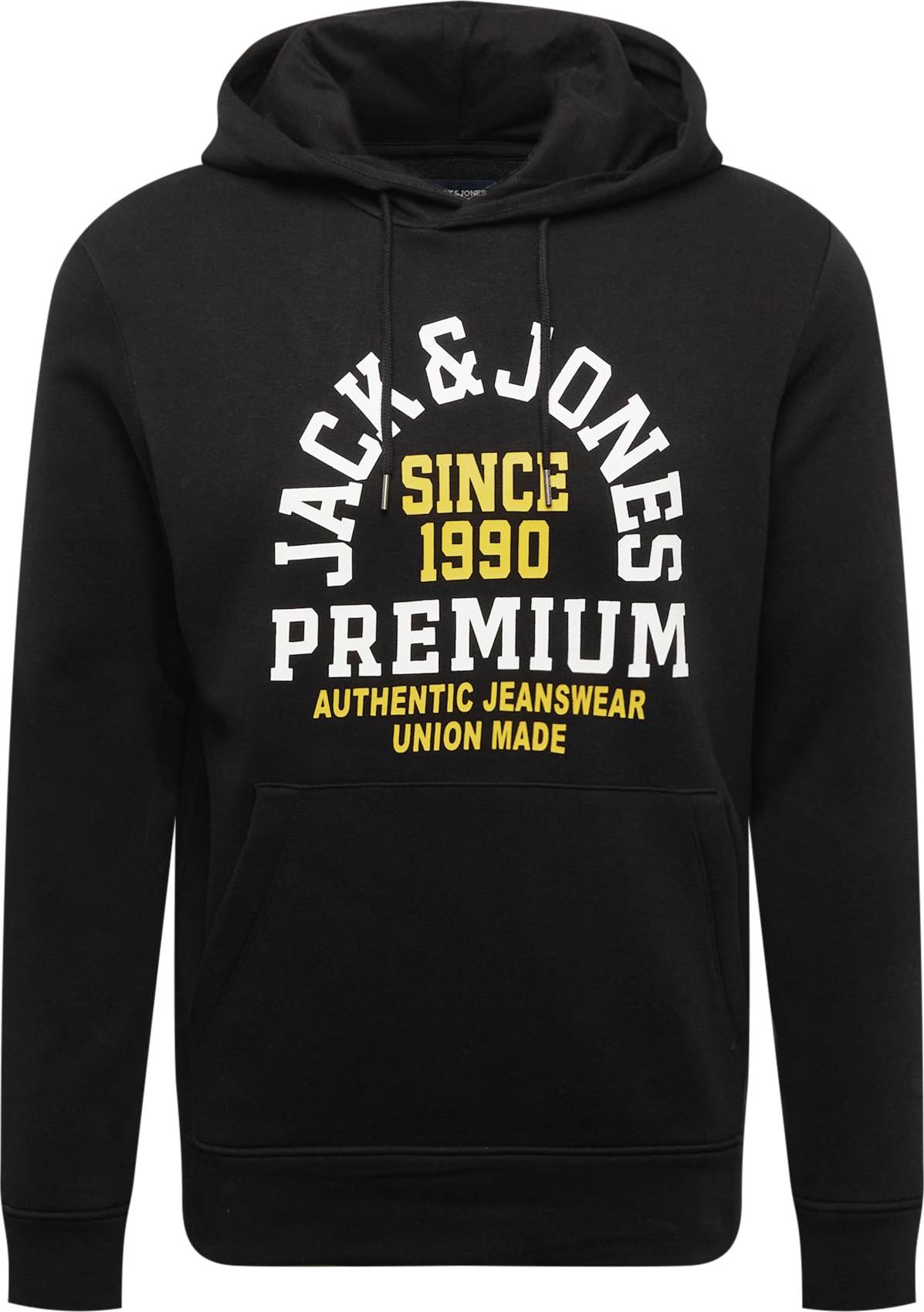 JACK & JONES Mikina žlutá / černá / bílá