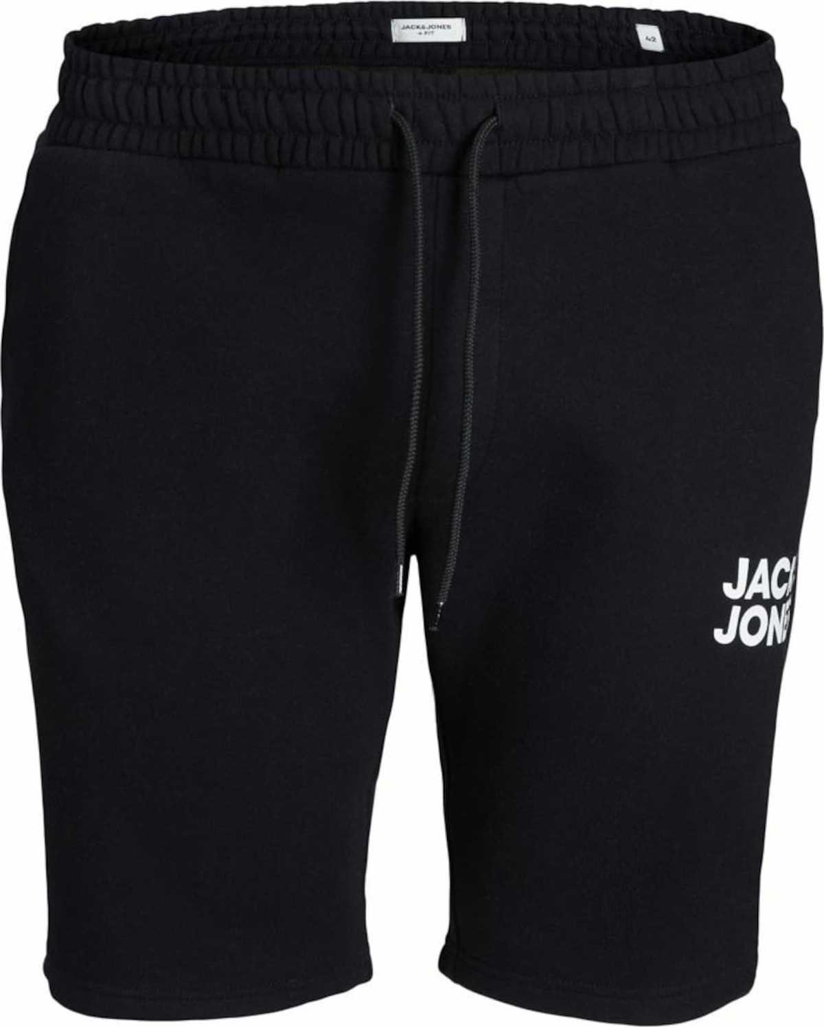 Jack & Jones Plus Kalhoty černá / bílá