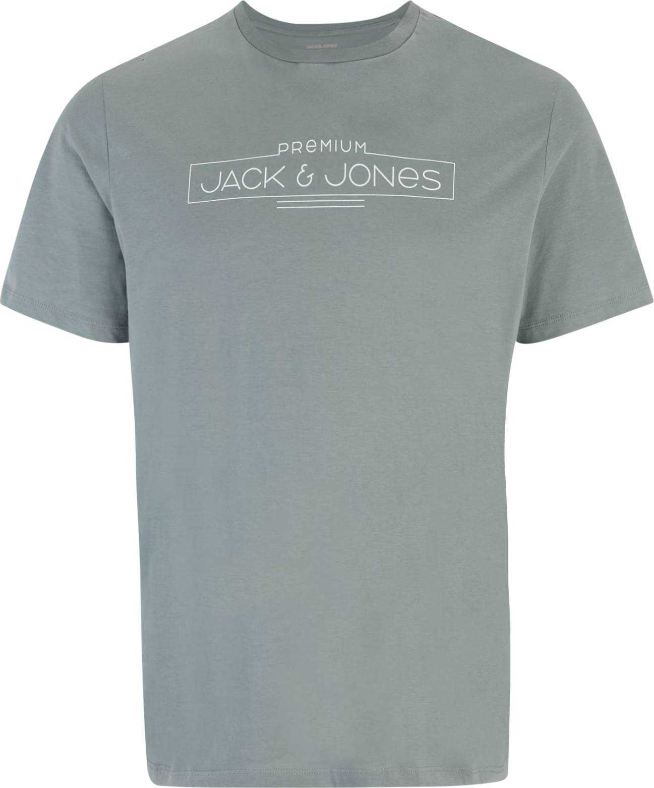 Jack & Jones Plus Tričko 'BOOSTER' kouřově modrá / bílá