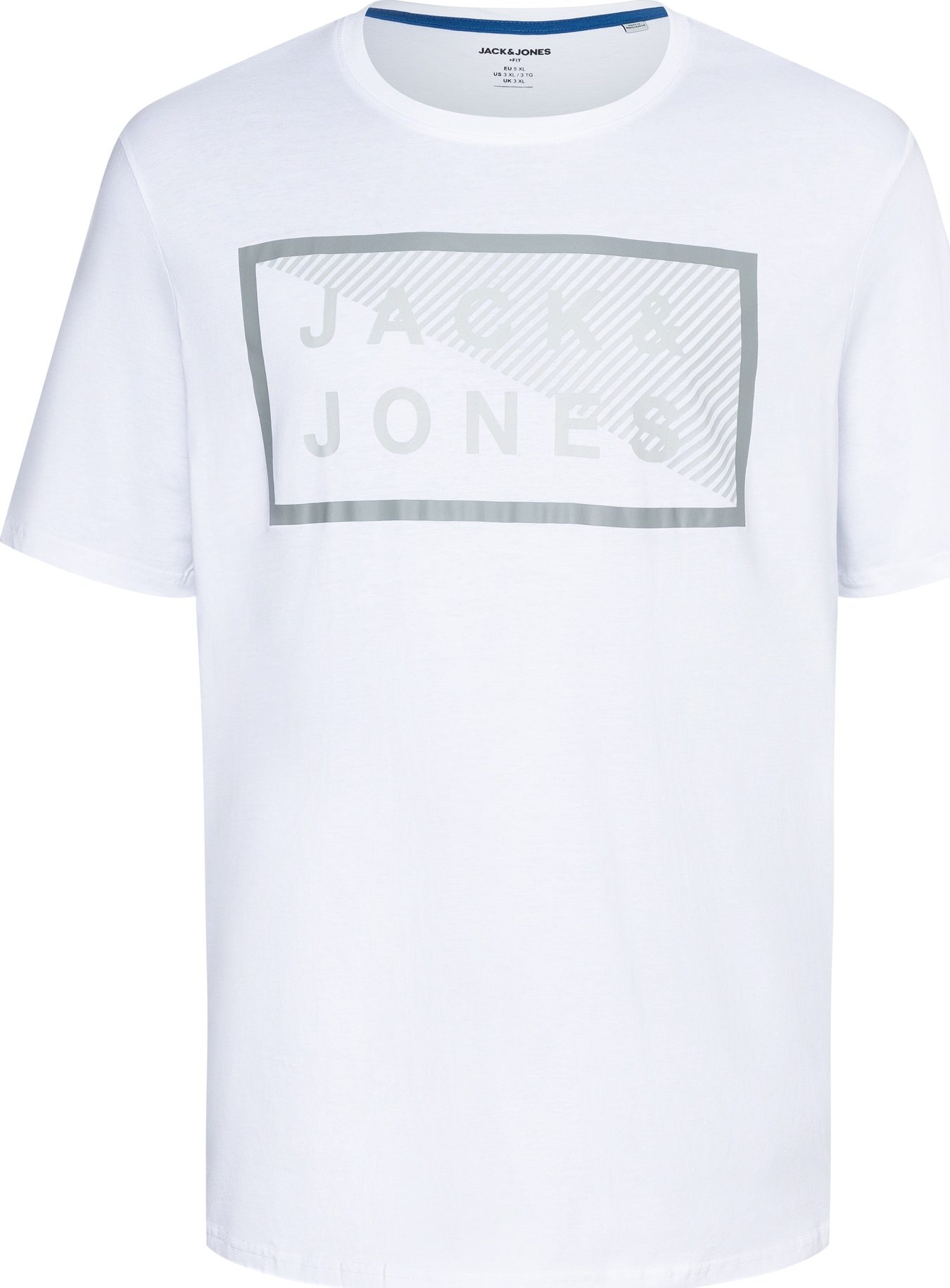 Jack & Jones Plus Tričko 'Shawn' šedá / bílá